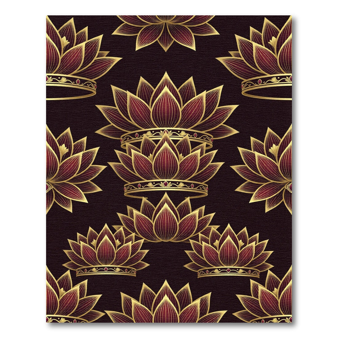 Golden Crimson Lotus Royal Crown Rug