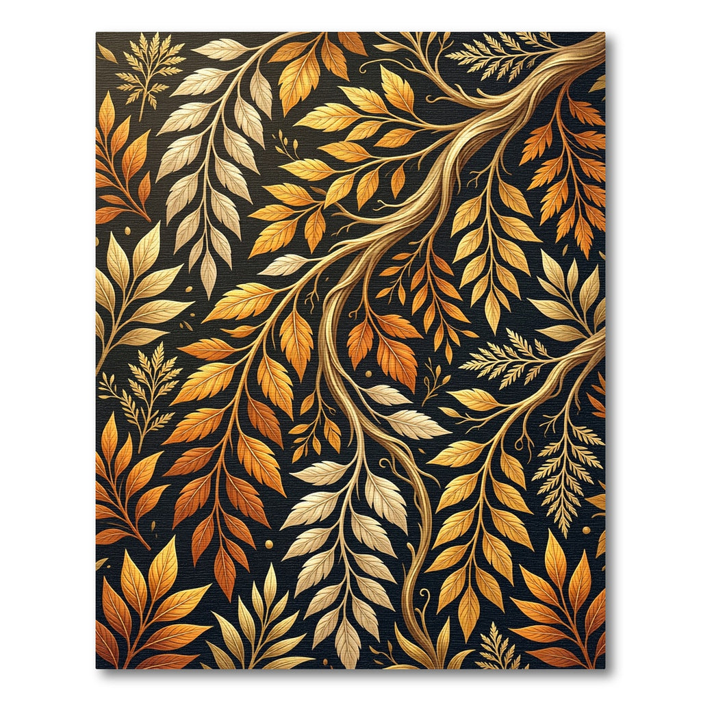 Golden Autumn Foliage Branch Tapestry Rug
