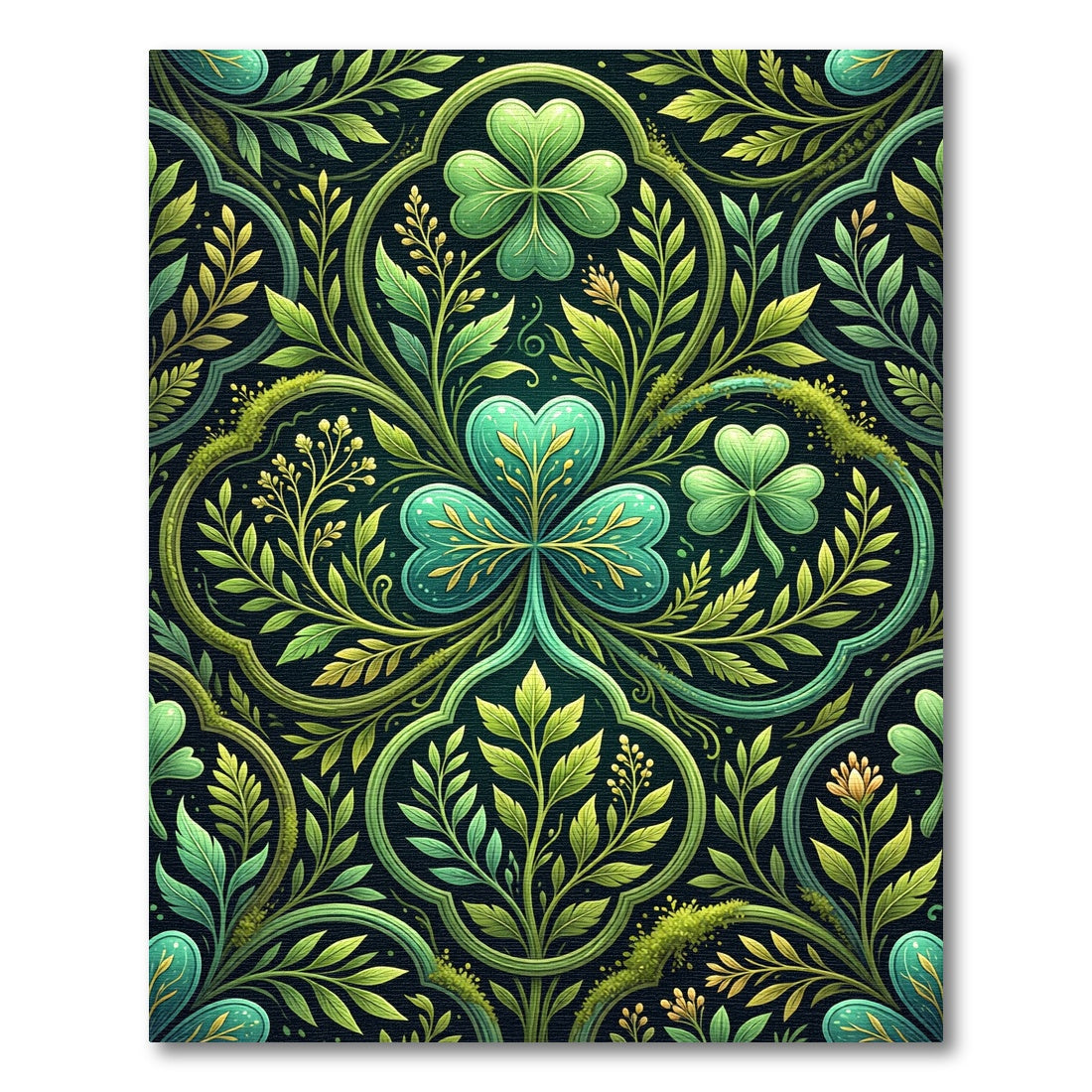 Emerald Clover Celtic Knot Botanical Tapestry Rug
