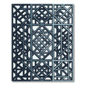 Geometric Slate Blue Interlocking Lattice Rug
