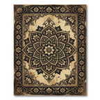 Antique Gold Ornate Floral Mandala Rug