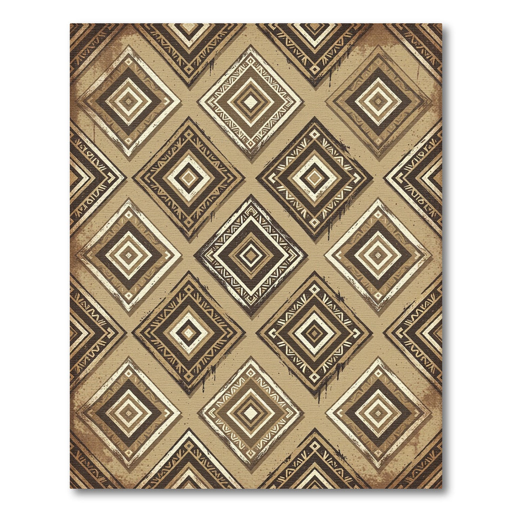 Earthy Brown Geometric Diamond Rug