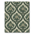Sage Green Victorian Floral Damask Rug