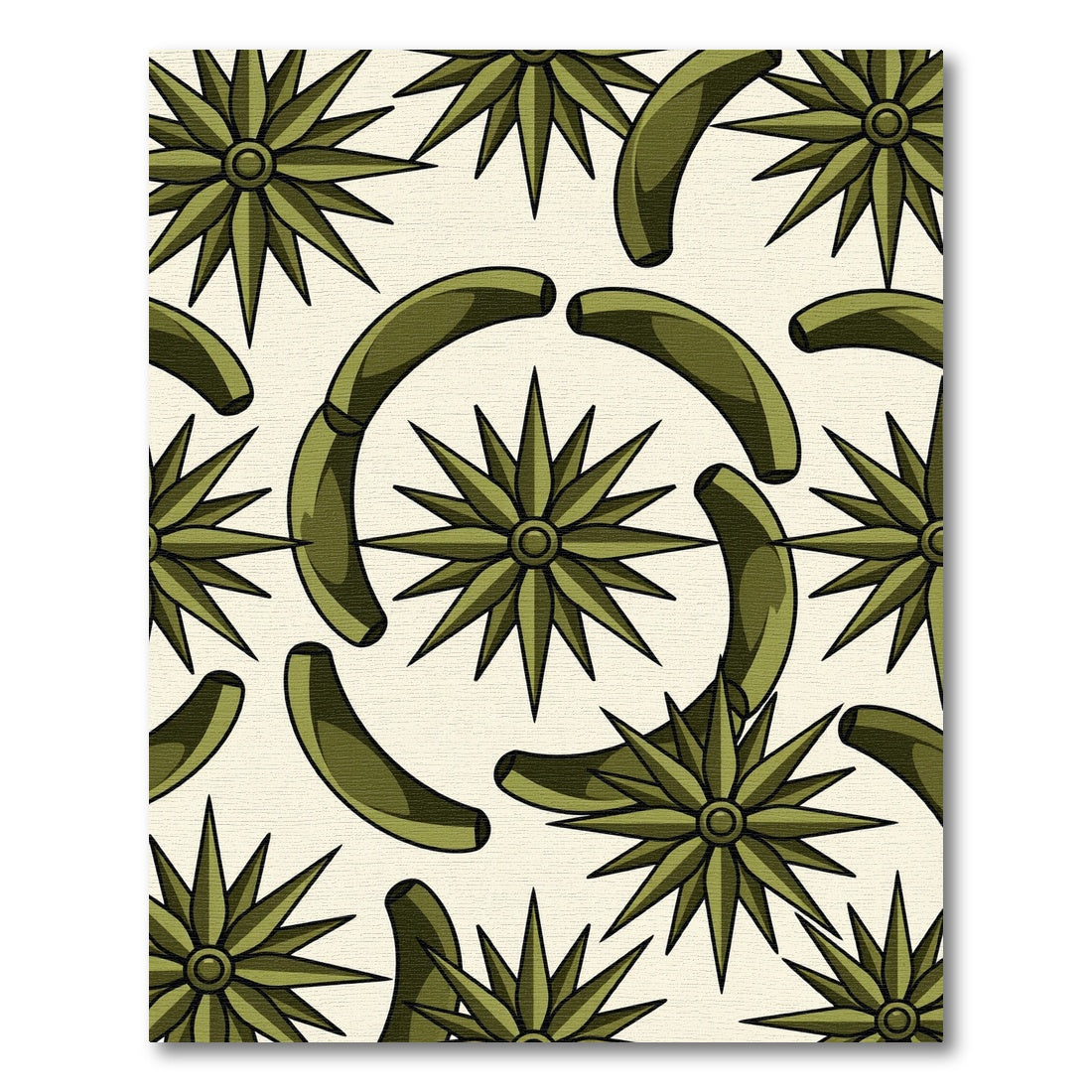 Olive Geometric Star Arch Rug