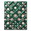 Emerald Green Interlocking Lattice Medallion Rug