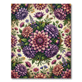 Vibrant Purple Dahlia Botanical Medallion Rug