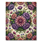Vibrant Purple Dahlia Botanical Medallion Rug