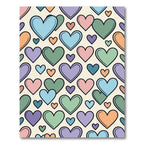 Playful Pastel Heart Scattered Grid Rug