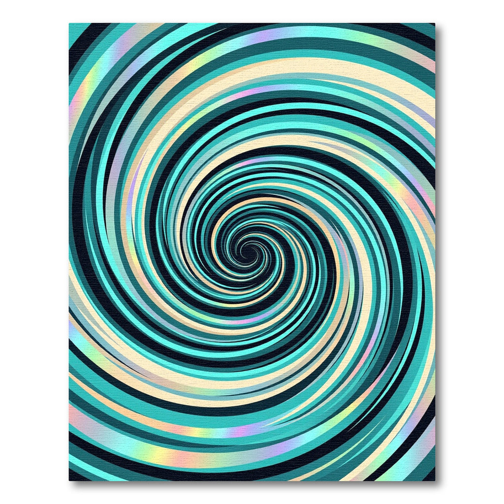 Modern Teal Iridescent Spiral Swirl Rug
