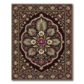 Elegant Burgundy Floral Symmetry Area Rug