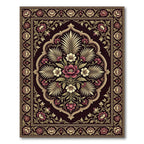 Elegant Burgundy Floral Symmetry Area Rug