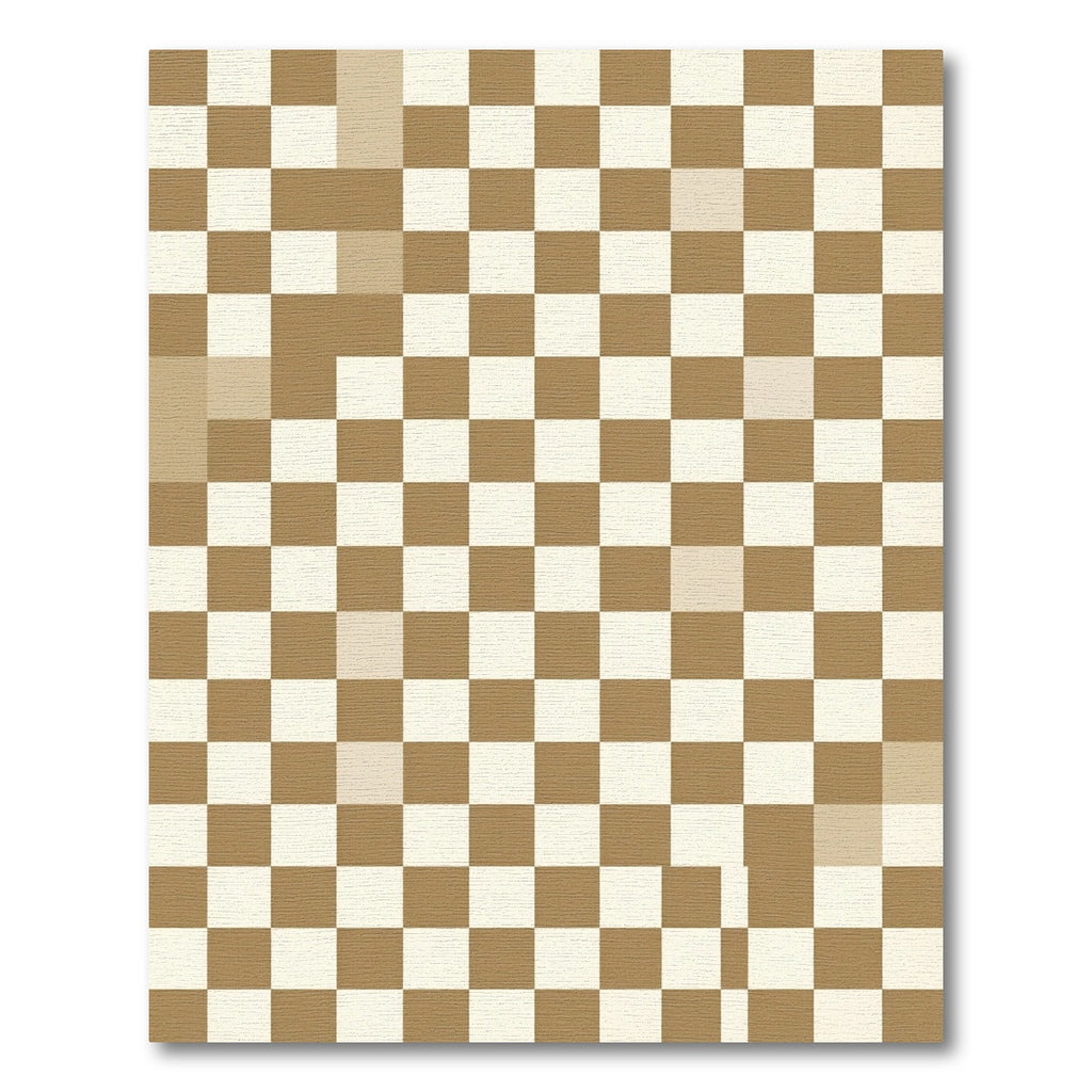 Brown and Cream Checkered Square Rug