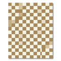 Brown and Cream Checkered Square Rug
