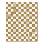 Brown and Cream Checkered Square Rug