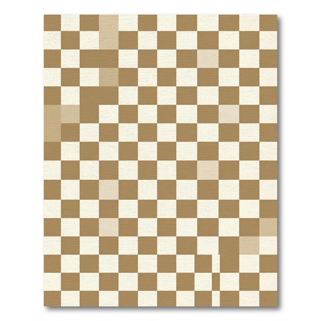 Brown and Cream Checkered Square Rug