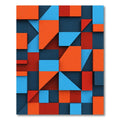 Bold Abstract Geometric Orange Blue Squares Rug
