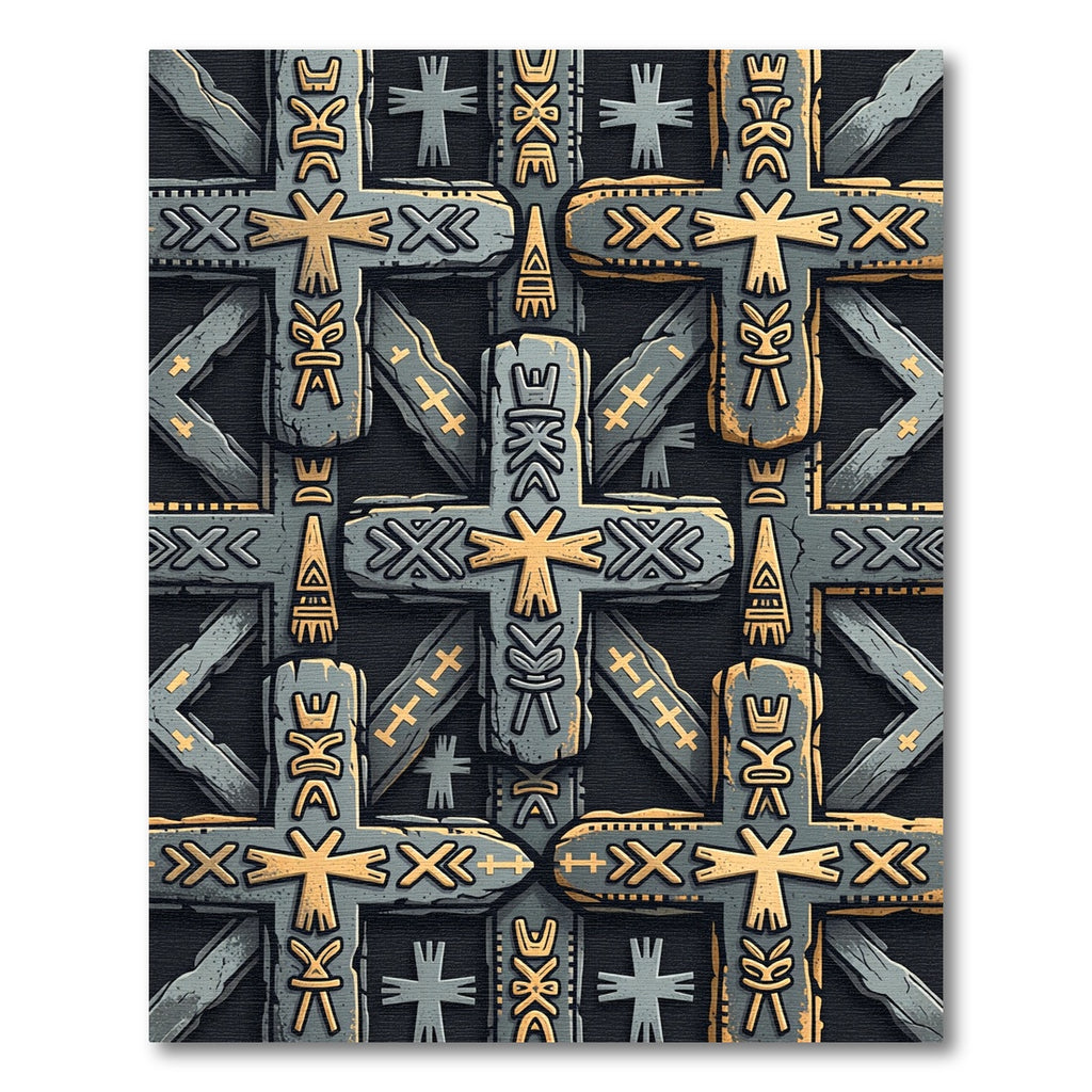 Gray Cross Abstract Textured Rug