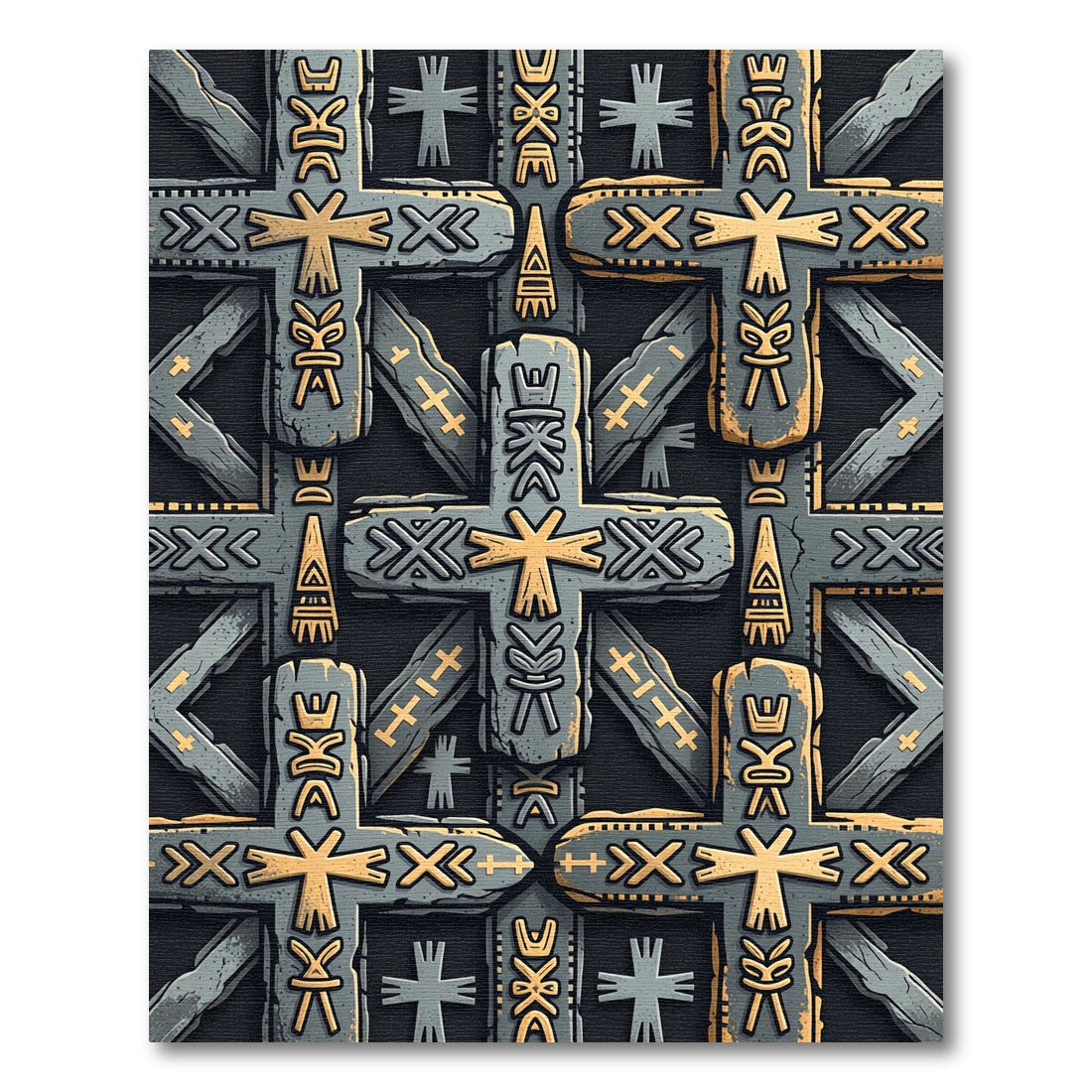 Gray Cross Abstract Textured Rug