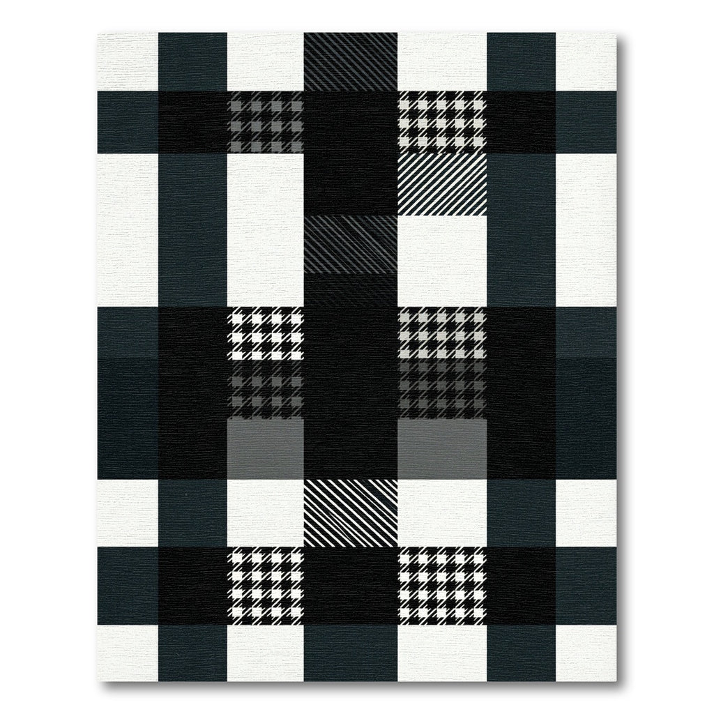 Modern Black and White Plaid Mix Rug