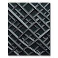 Dark Slate Geometric Intersecting Grid Rug