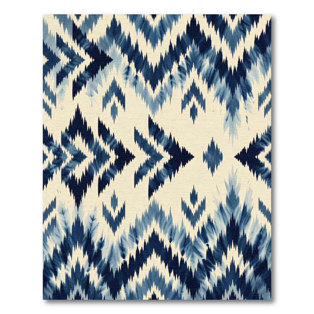 Indigo Blue Tie Dye Chevron Rug