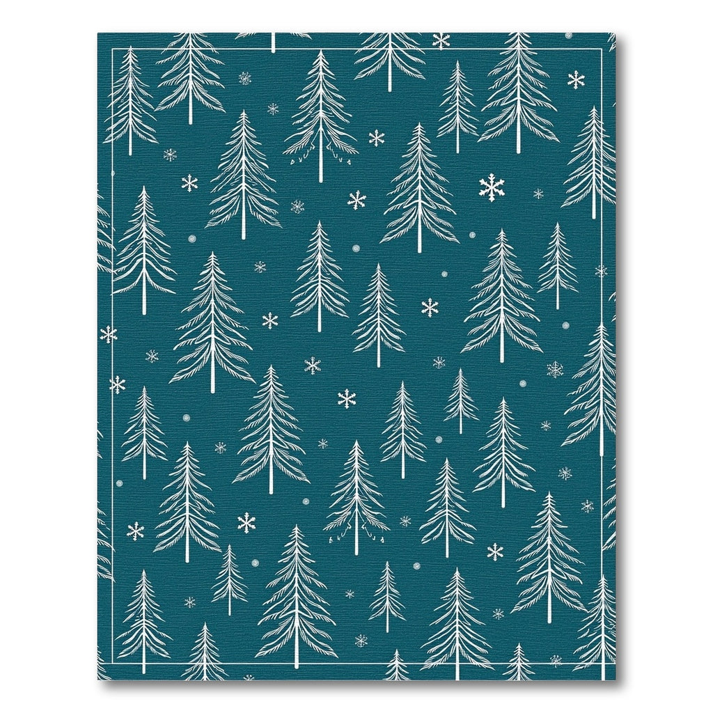 Deep Teal Winter Forest Snowflakes Rug