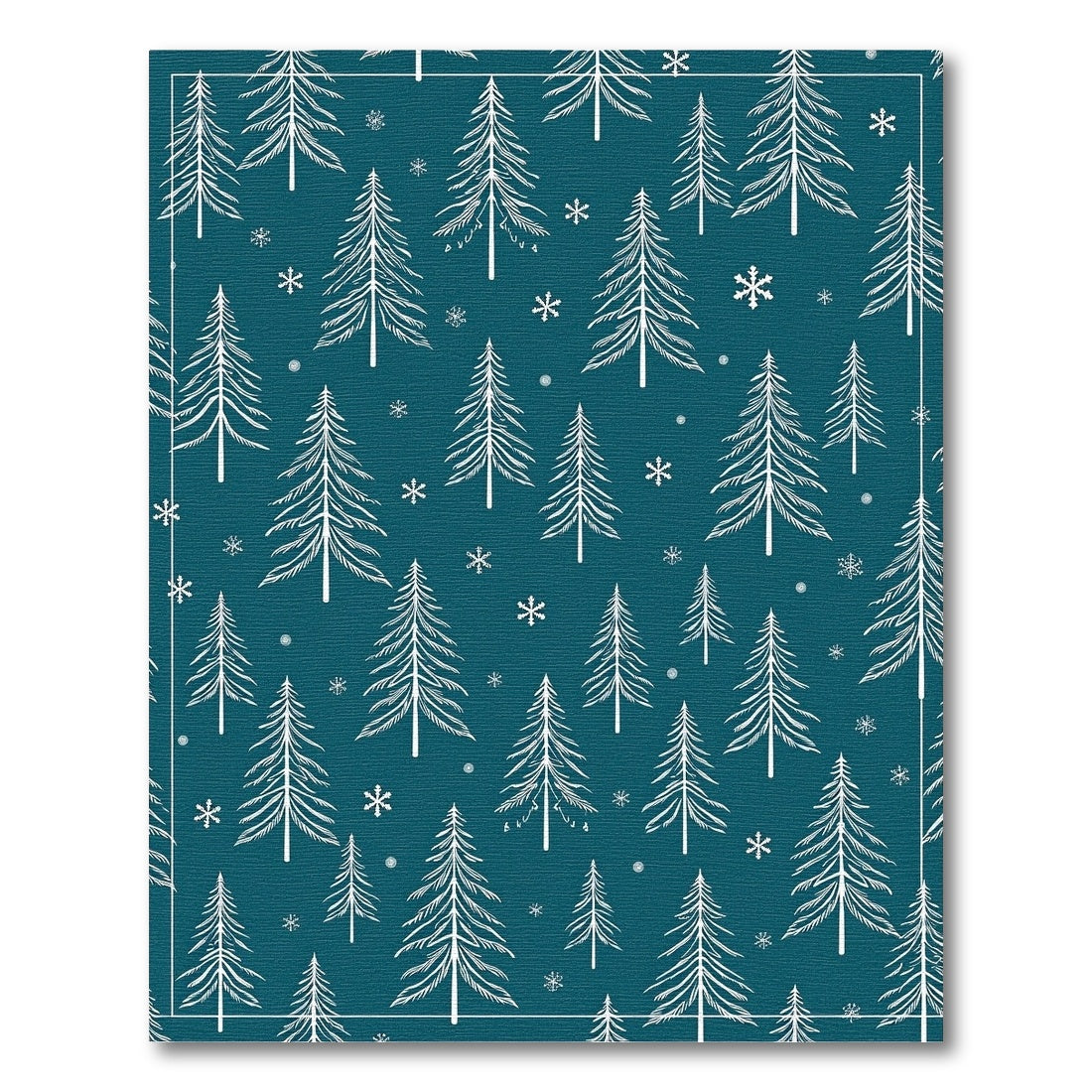 Deep Teal Winter Forest Snowflakes Rug