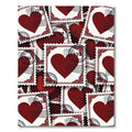 Deep Red Heart Postage Stamp Collage Rug