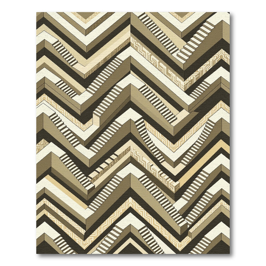 Geometric Staircase Illusion Khaki Rug