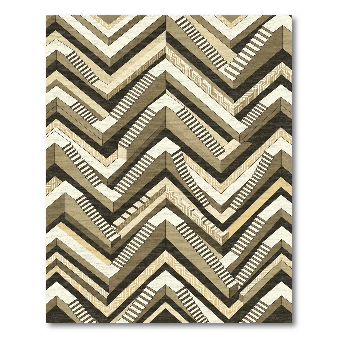 Geometric Staircase Illusion Khaki Rug