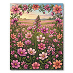 Pink Floral Meadow Art Rug