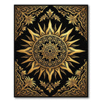 Opulent Gold Sunburst Floral Mandala Rug