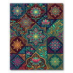 Vibrant Teal Pink Golden Floral Medallion Rug