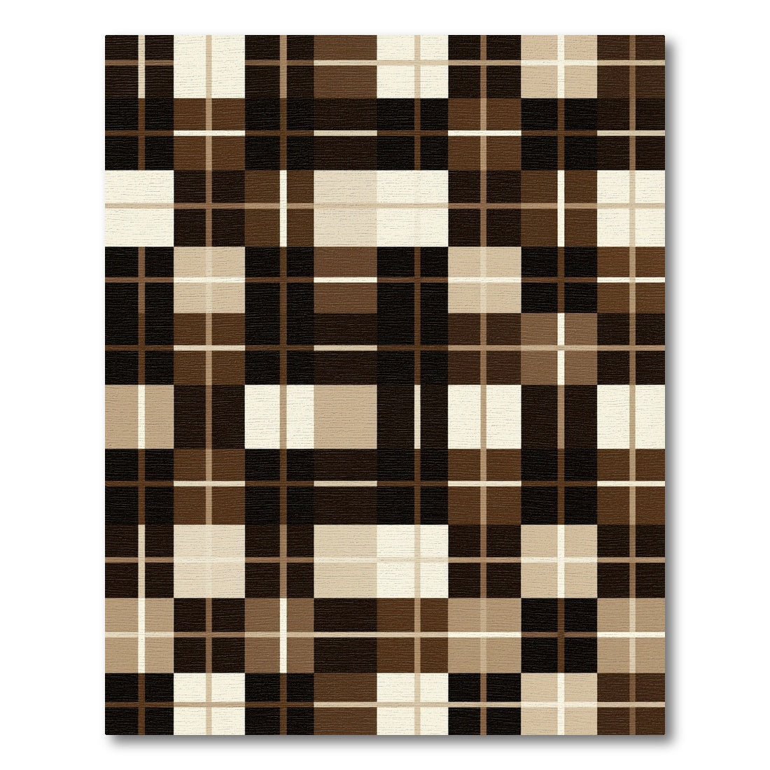 Modern Chocolate Brown Grid Checkered Rug