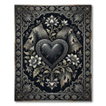 Gothic Black Heart Floral Relief Rug