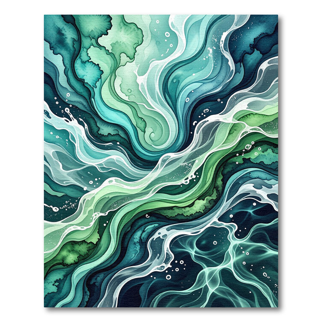 Emerald Teal Abstract Swirl Watercolor Rug