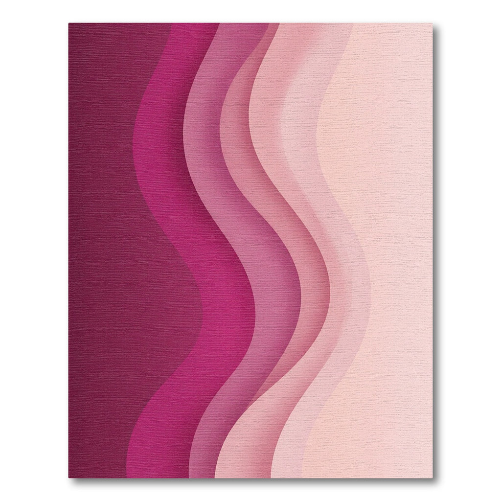 Abstract Pink Ombre Wavy Layered Rug
