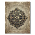 Ornate Golden Floral Filigree Medallion Rug