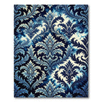 Deep Blue Traditional Acanthus Leaf Rug