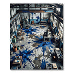 Industrial Blue Splatter Abstract Rug