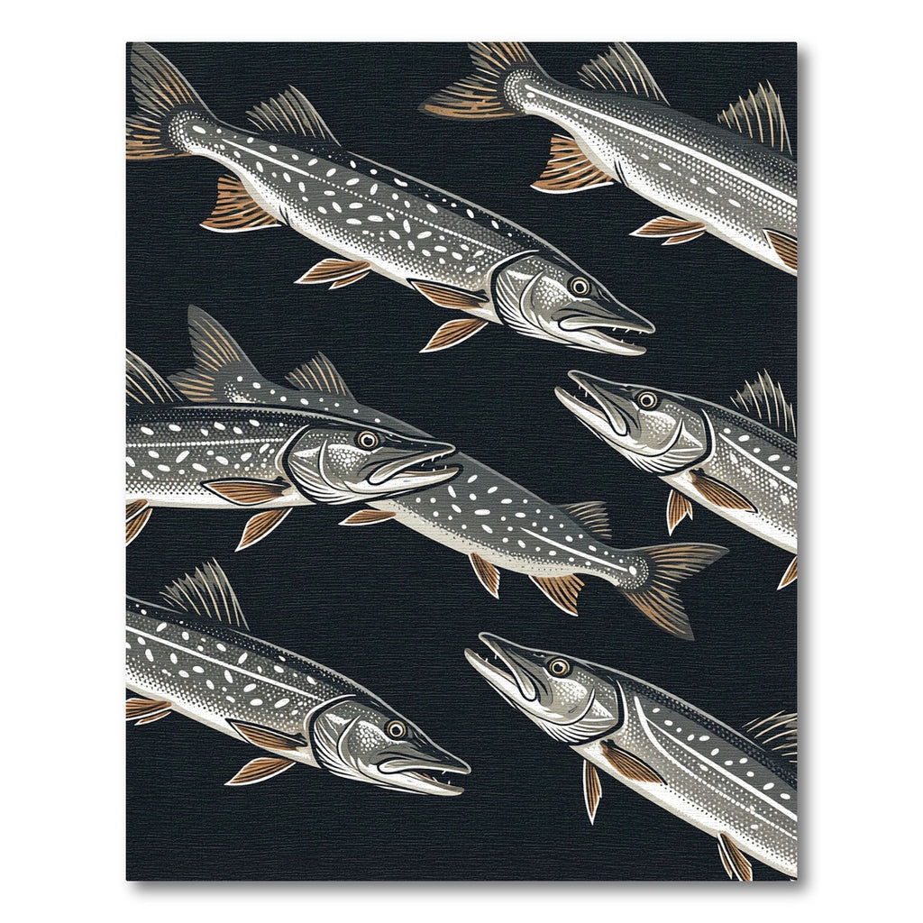 Northern Pike Aquatic Black Fish Illustration Rug