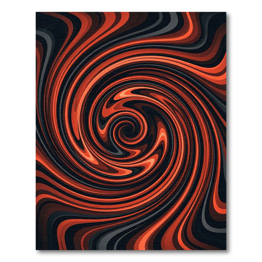 Fiery Burnt Orange Abstract Swirl Vortex Rug