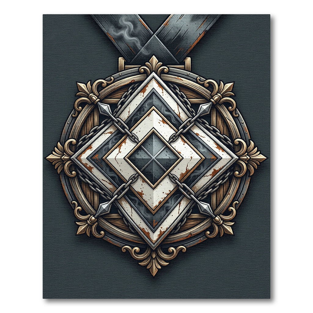 Steampunk Industrial Diamond Crest Rug