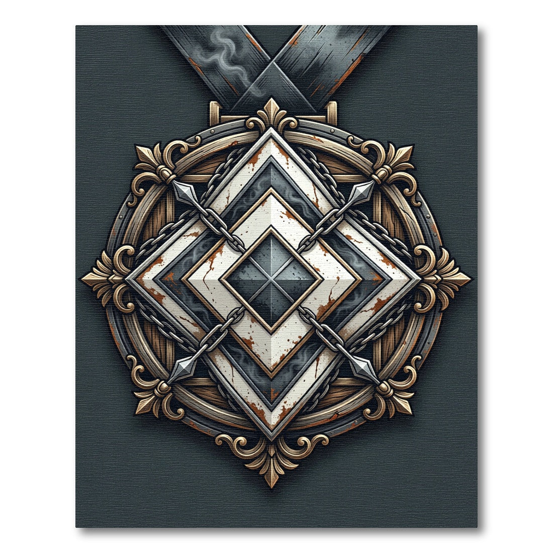 Steampunk Industrial Diamond Crest Rug