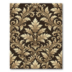 Elegant Gold Acanthus Leaf Damask Rug