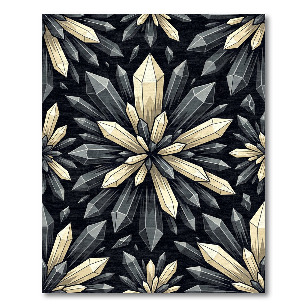 Monochrome Crystal Burst Geometric Art Rug