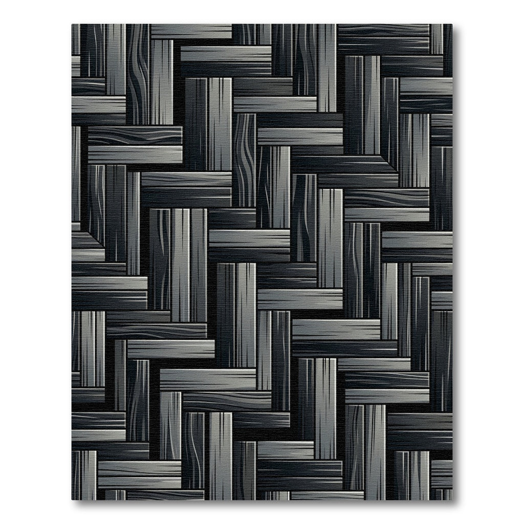 Modern Monochrome Charcoal Interlocking Plank Rug