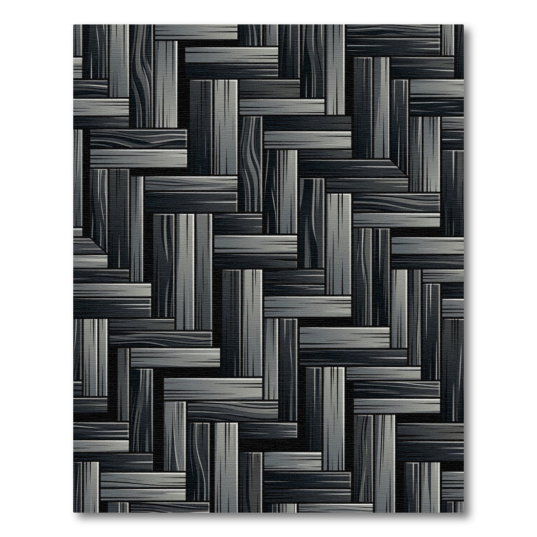 Modern Monochrome Charcoal Interlocking Plank Rug