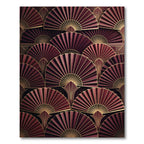 Art Deco Crimson Fan Medallion Rug
