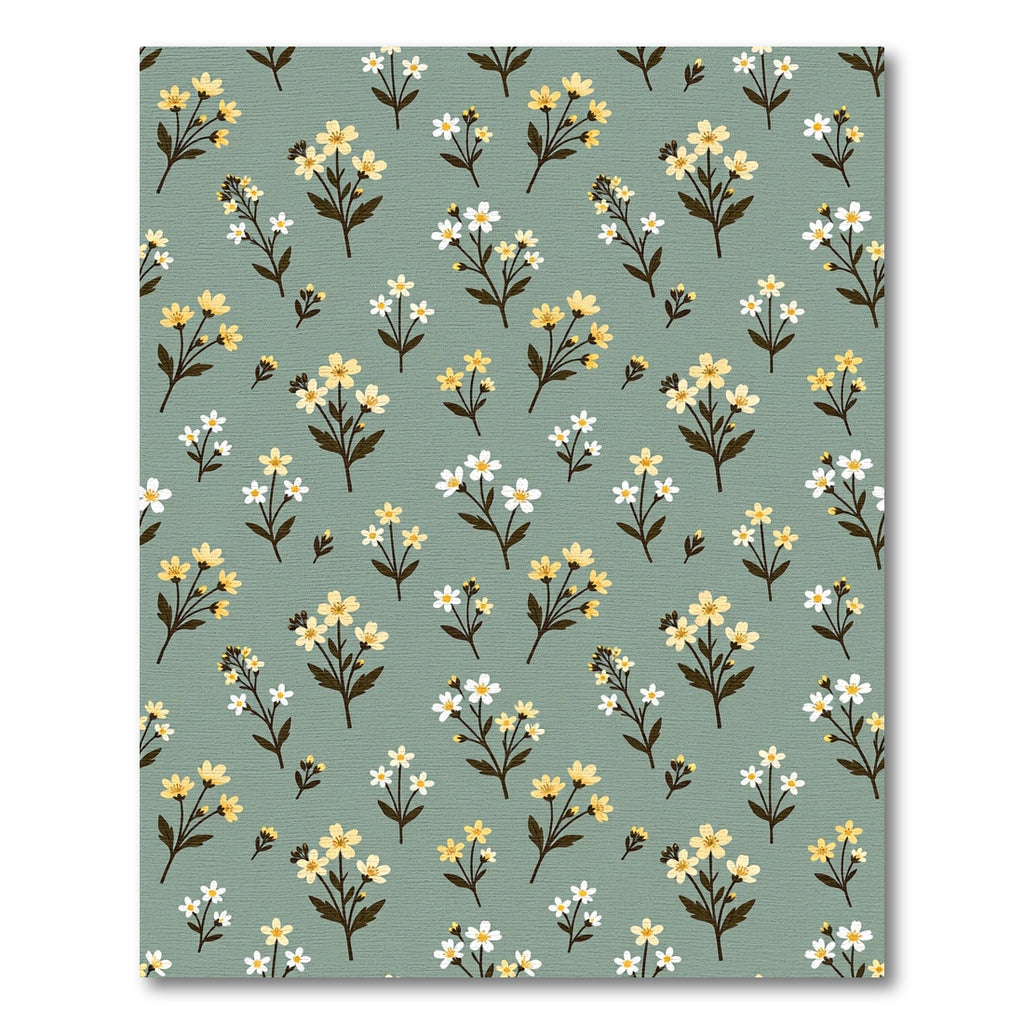Sage Green Yellow Floral Meadow Rug